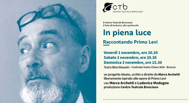 Locandina In piena luce di Primo Levi, drammaturgia di Marco Archetti